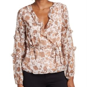 CeCe Floral Wrap Top Size XS NWT'S
